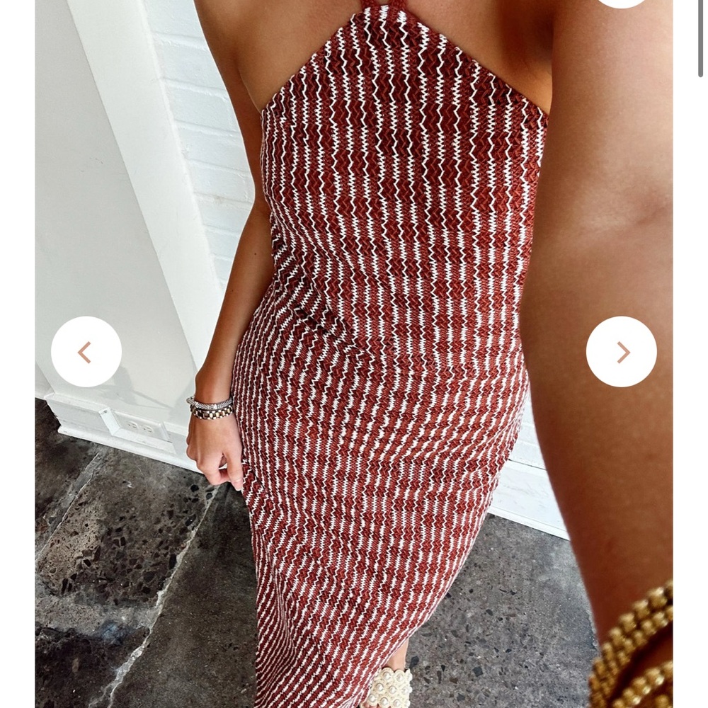Elegant Strapless Brown and White Dress